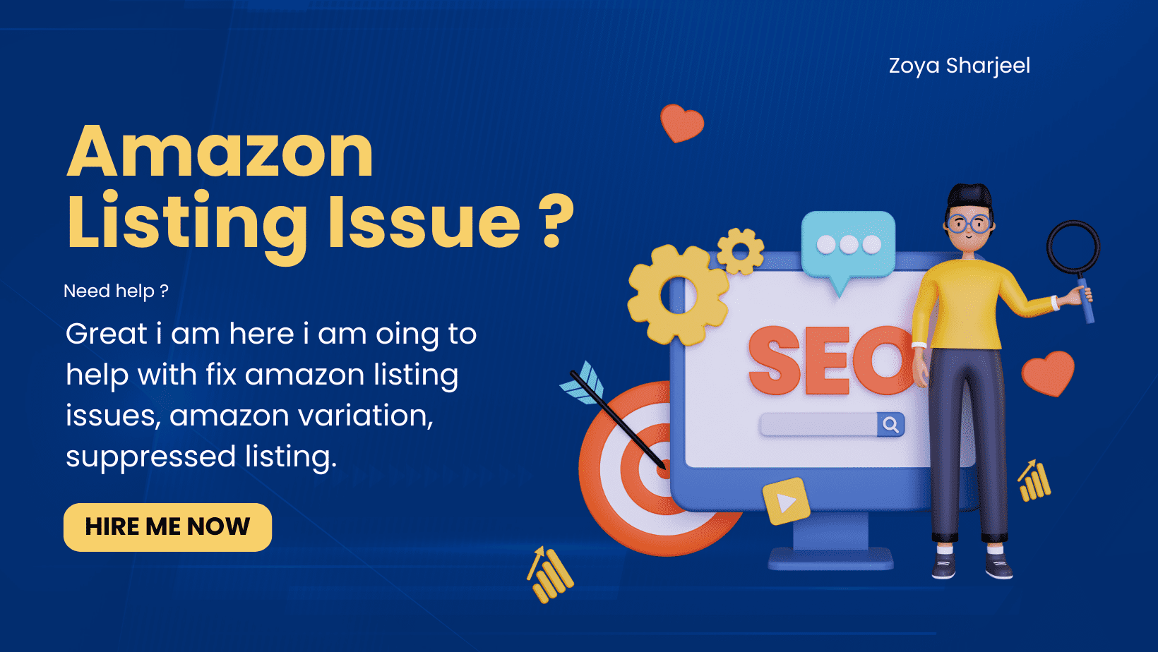 Navy And Yellow Modern SEO Marketing Expert Facebook Cover