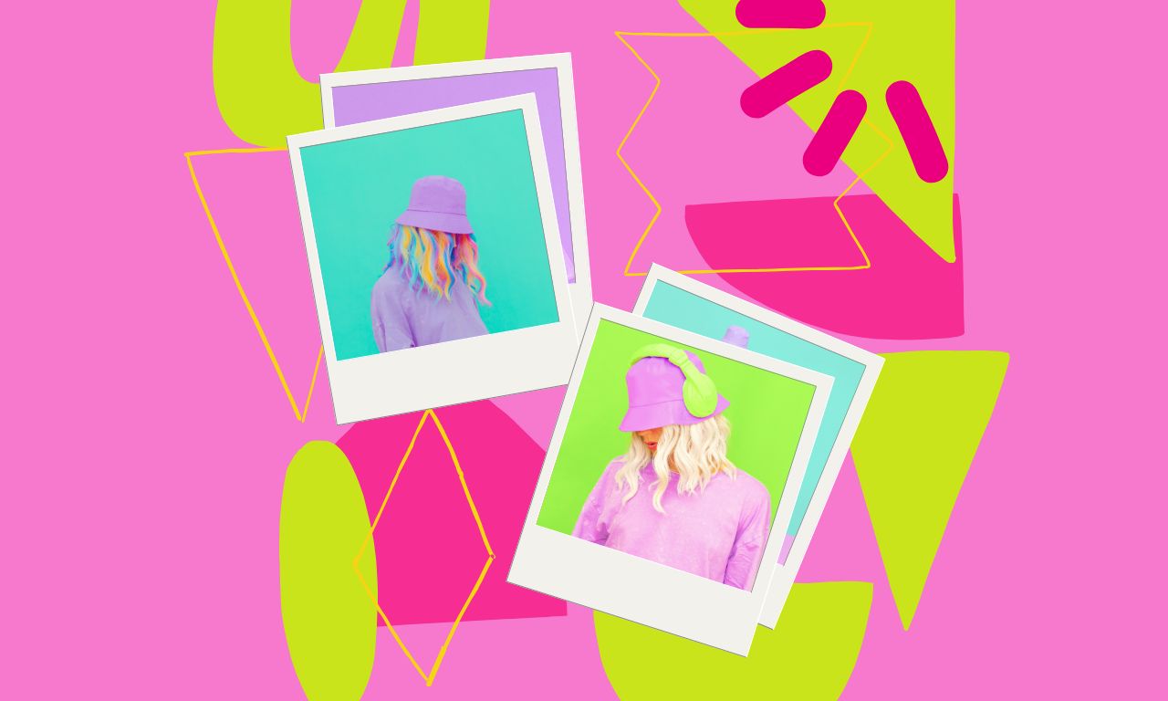 Neon Green and Hot Pink Vibrant Maximalist Instagram Square Photo Frame Post (1280 x 768 px)