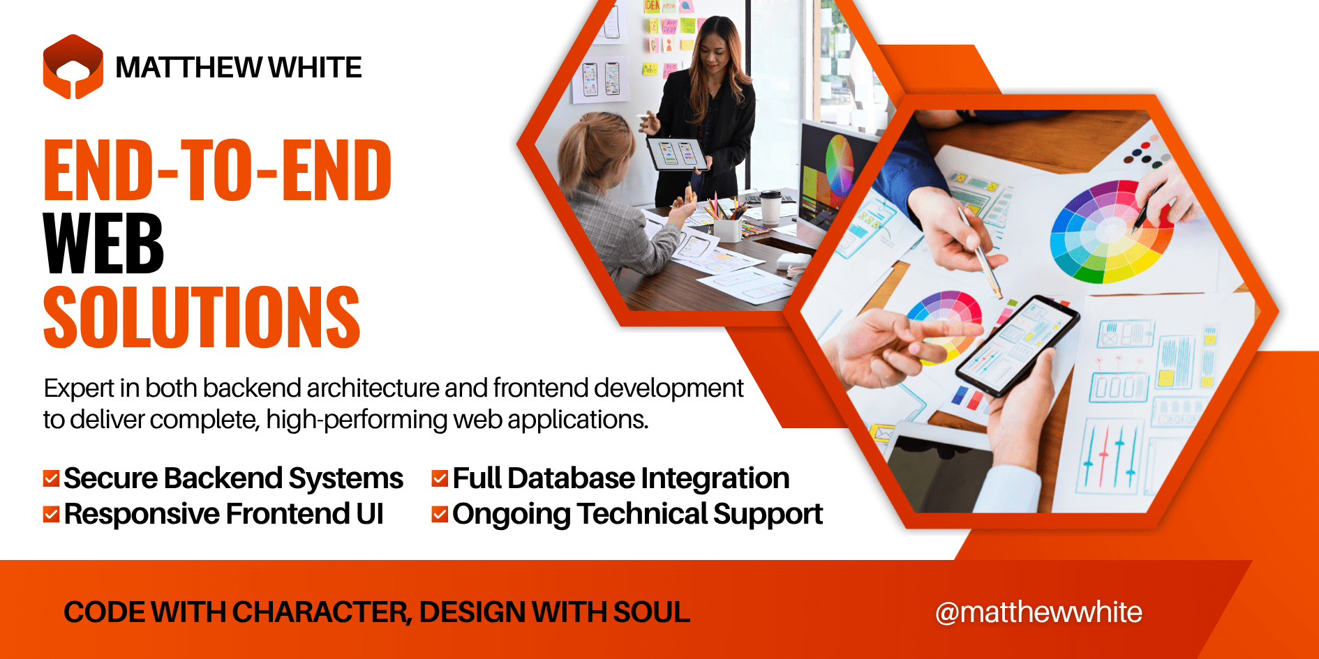 Orange Modern Website Development Services Banner Landscape