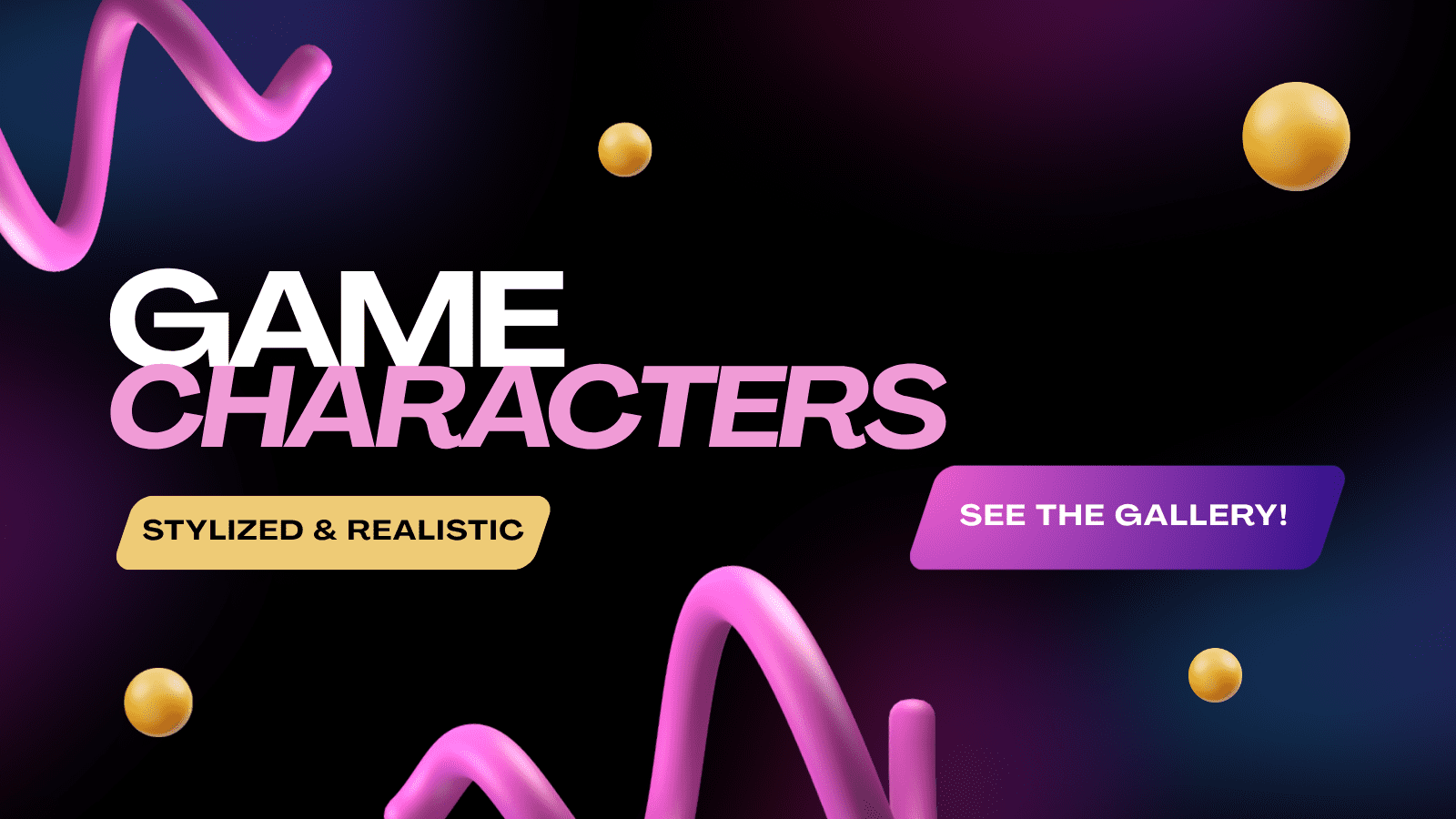 Pink Black 3D Gradient Game Channel Youtube Banner