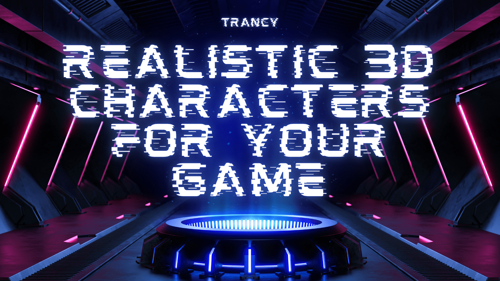 Pink Blue Futuristic Game YouTube Banner