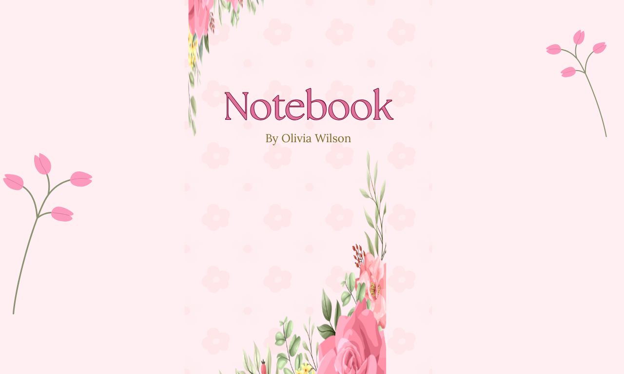Pink Floral Watercolor Notebook Wattpad Book Cover (1280 x 768 px)