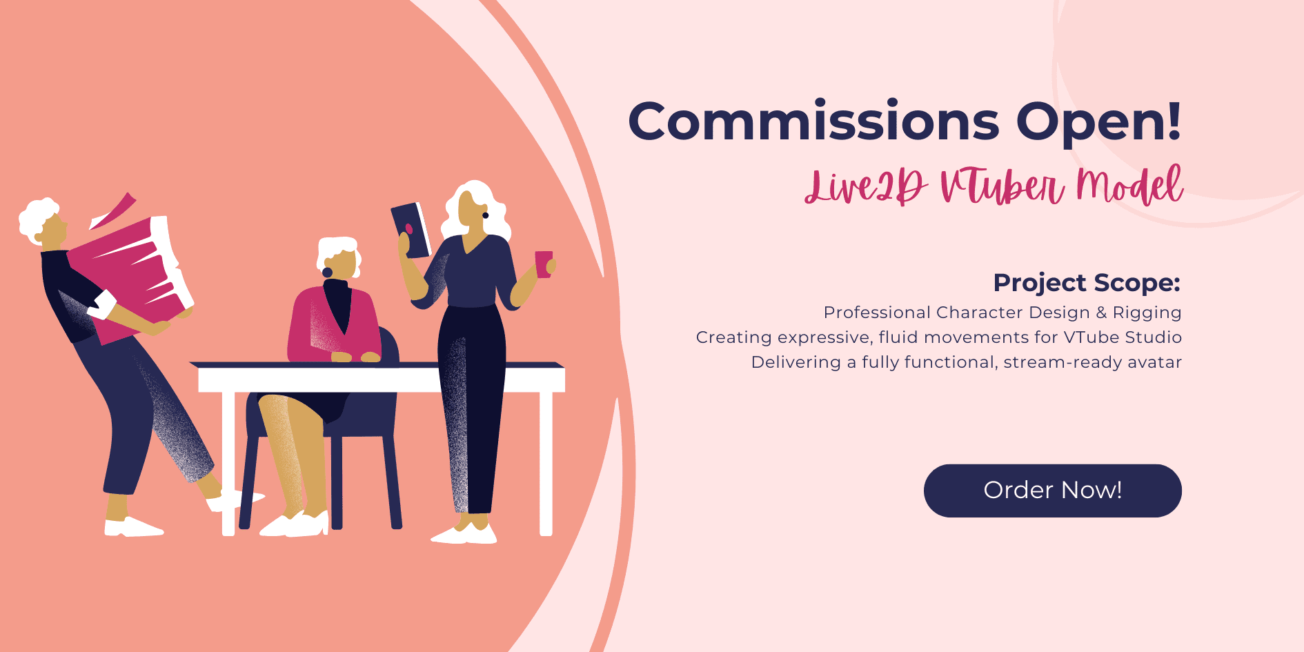 Pink Minimalist Hiring Team Banner