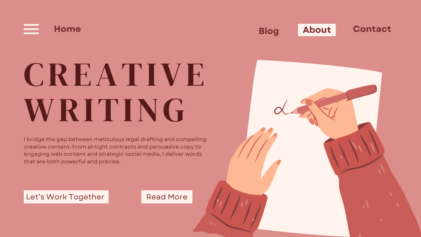 Pink Simple Illustrated Creative Writing Blog Banner