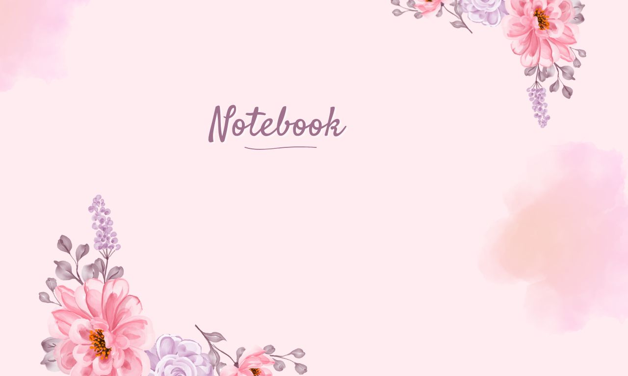 Pink and Purple Watercolor Floral Notebook Wattpad Book Cover (1280 x 768 px)