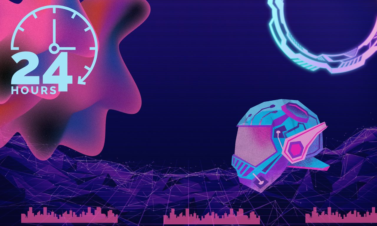 Purple And Pink Neon 24 Open Hours Instagram Post (1280 x 768 px)