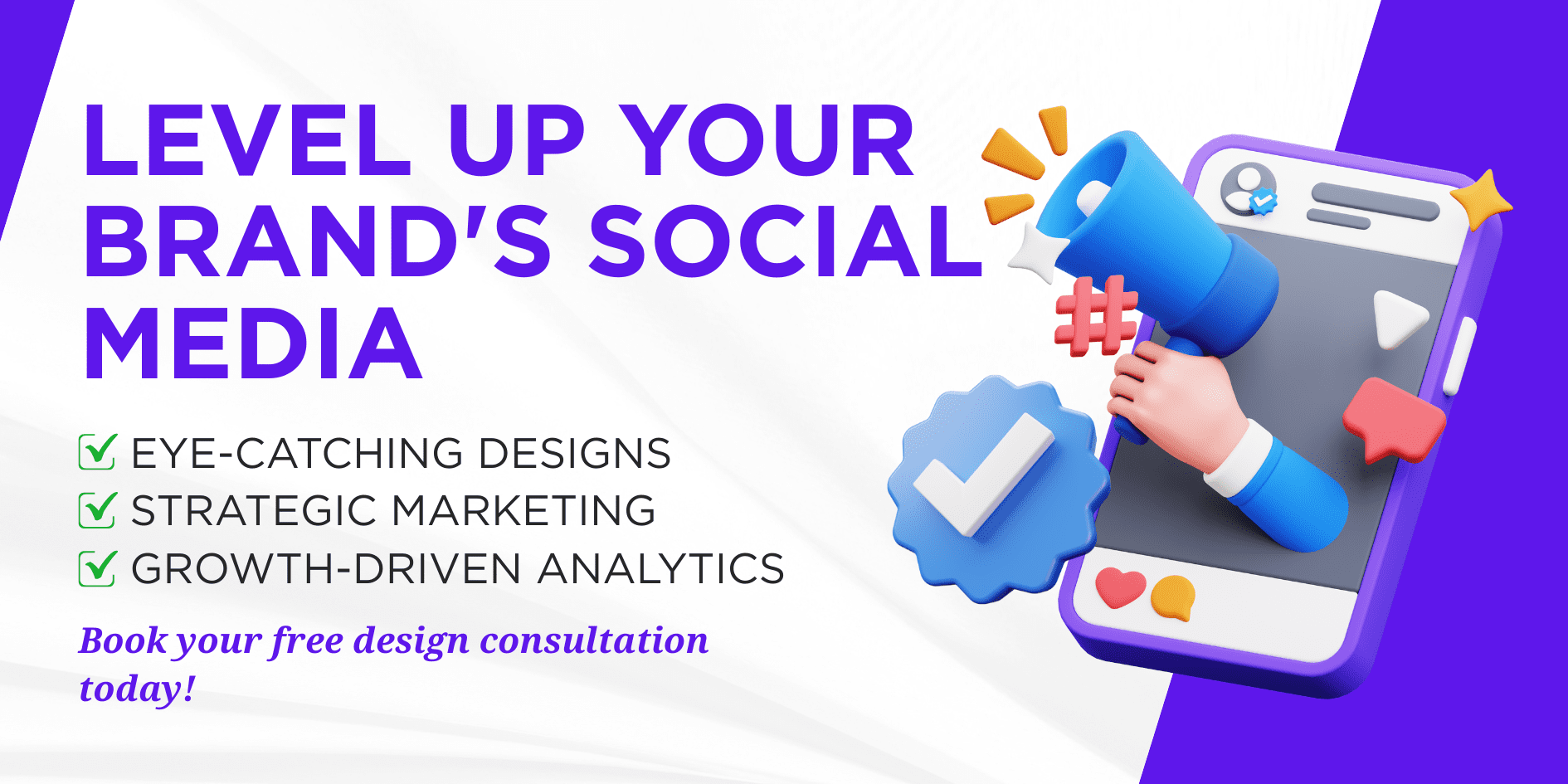 Purple Blue and White Playful Social Media Presence Banner Landscape