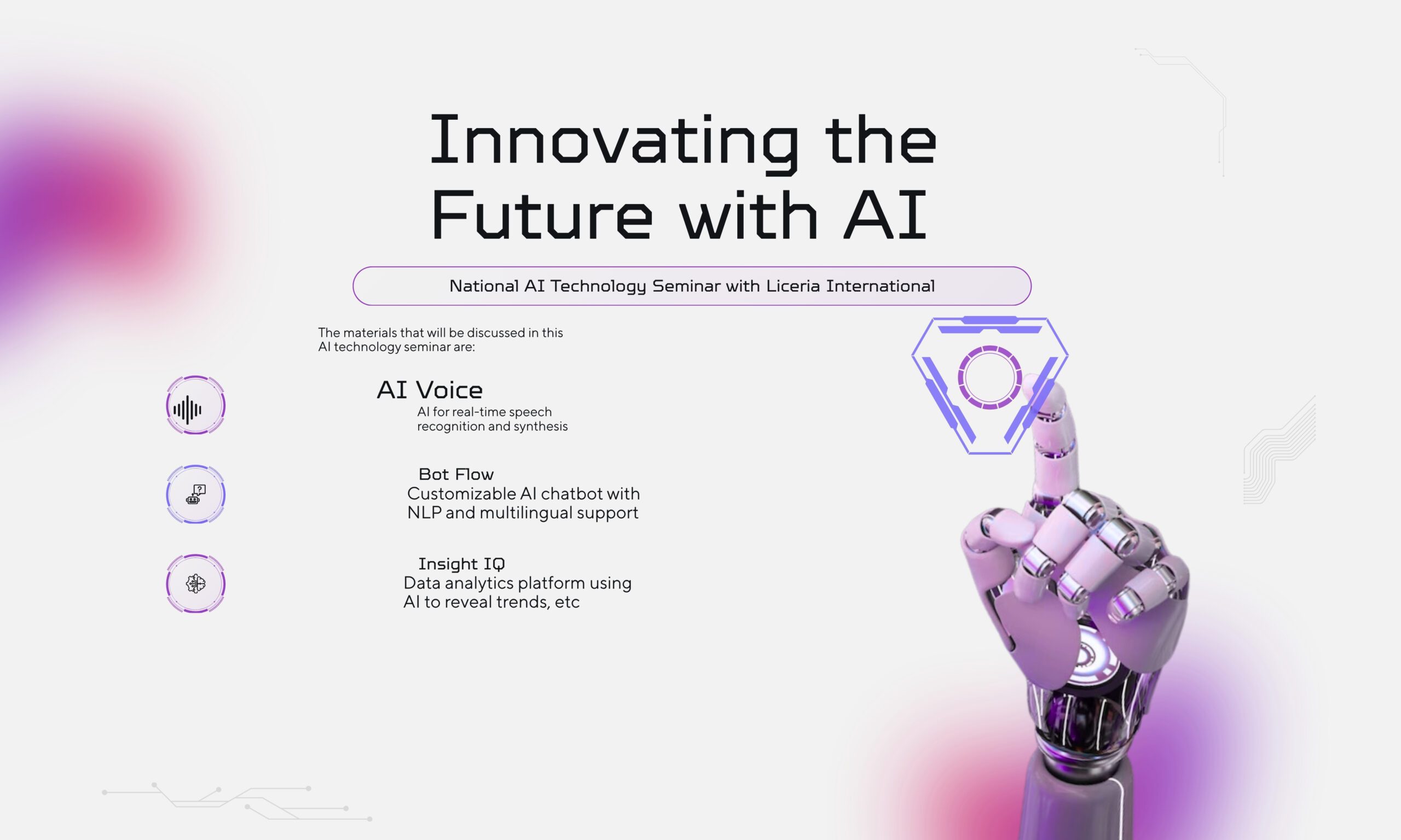 Purple Gradient Artificial Intelligence Seminar Instagram Post (1280 x 768 px)