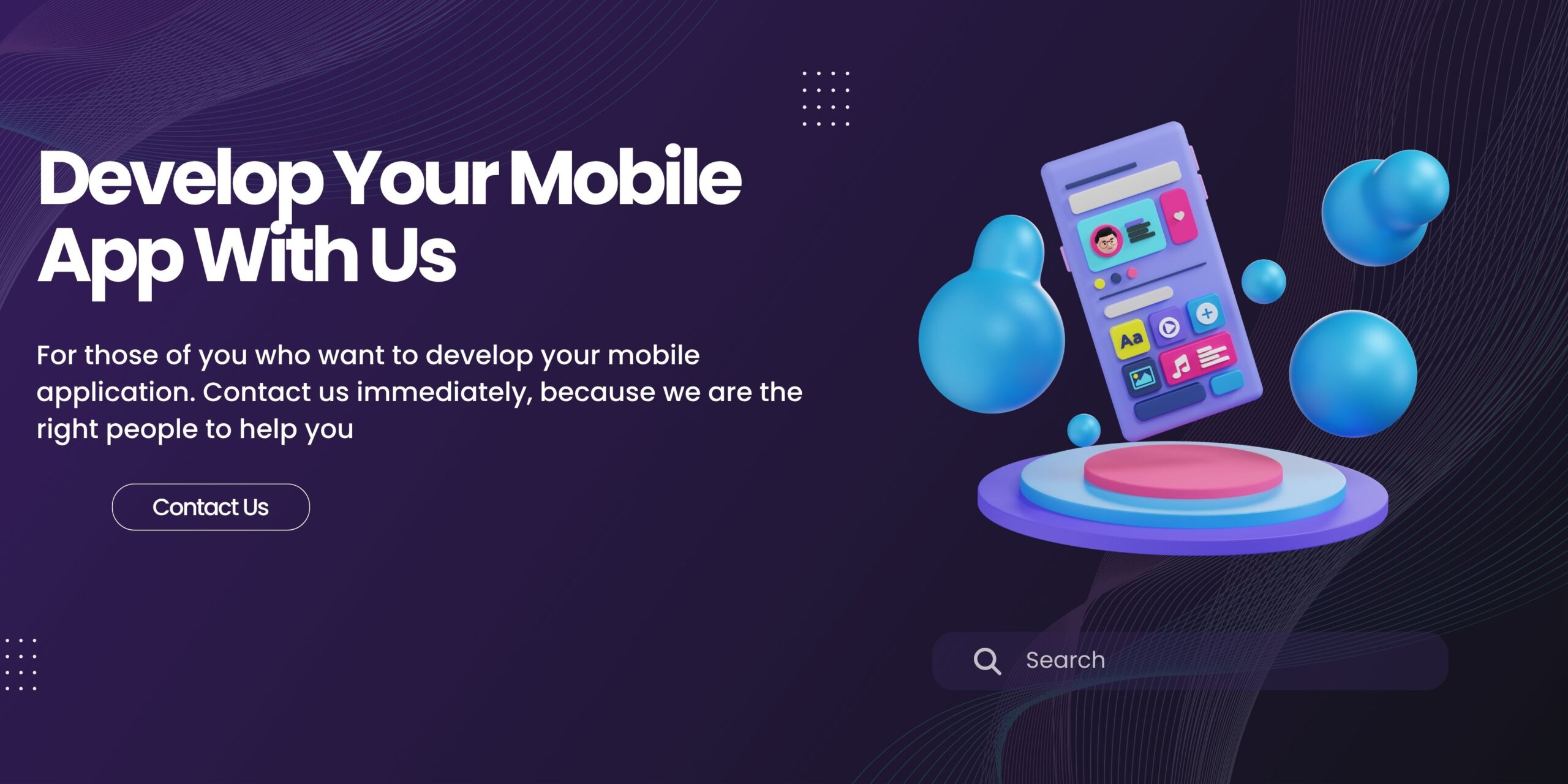 Purple Minimalist Develop Your Mobile App With Us Medium Banner