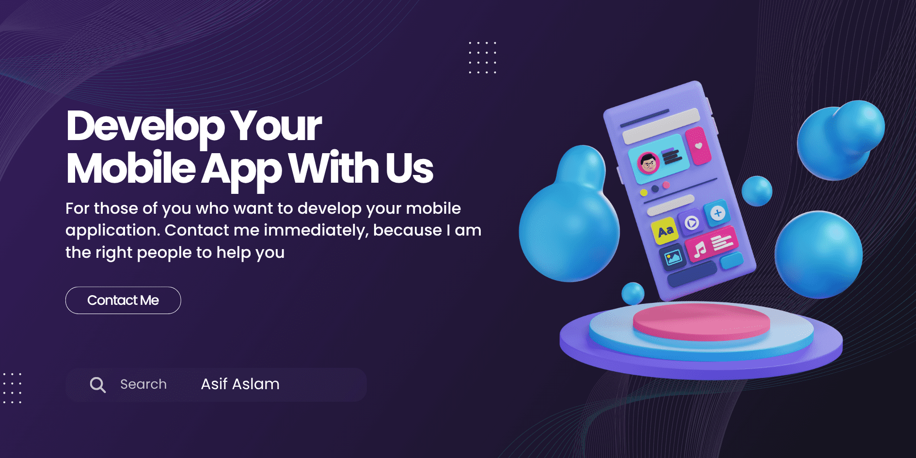 Purple Minimalist Develop Your Mobile App With Us Medium Banner
