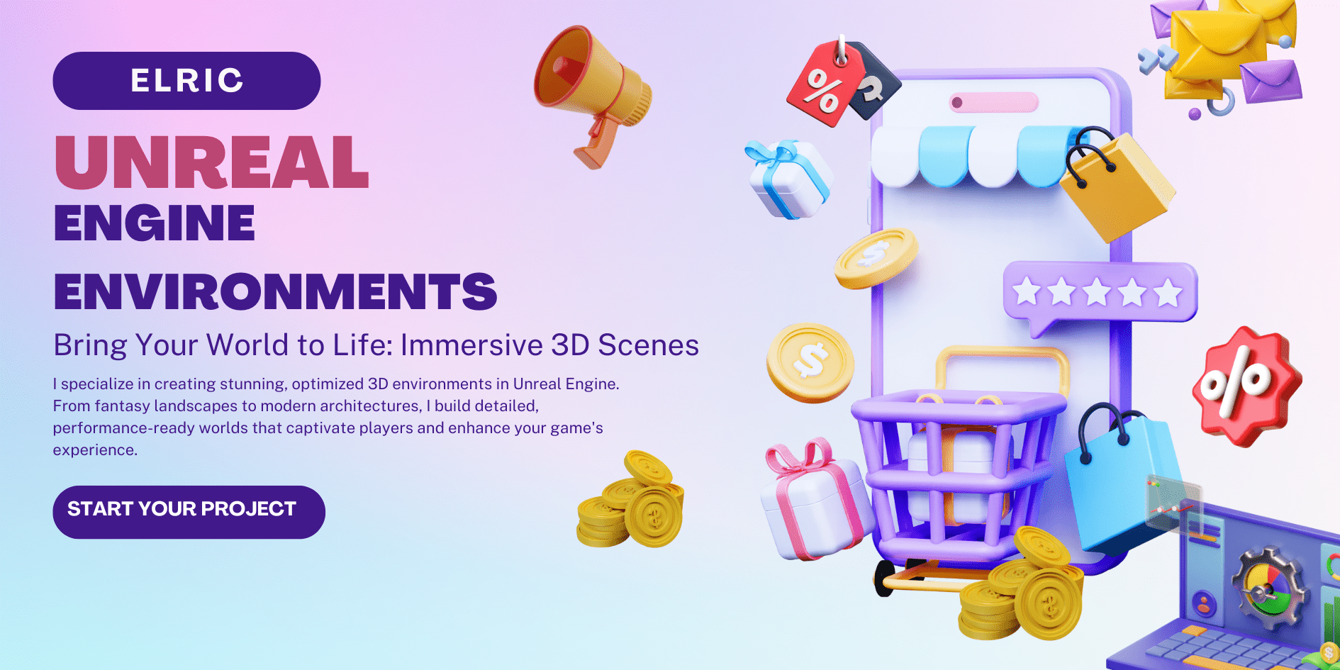 Purple Modern 3D Illustrative Digital Marketing Webinar Banner