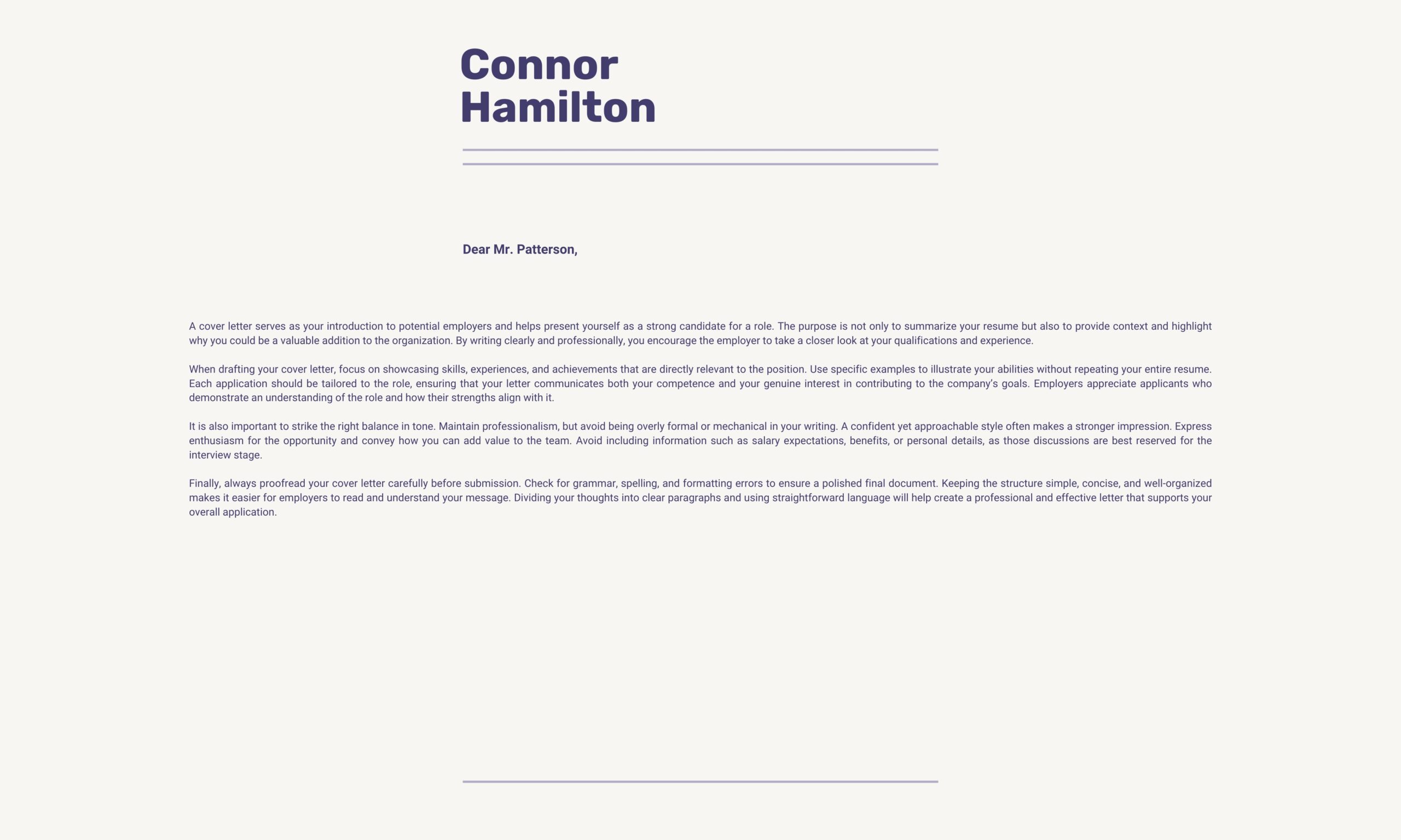 Purple Neutral Simple Cover Letter Stationery (1280 x 768 px)