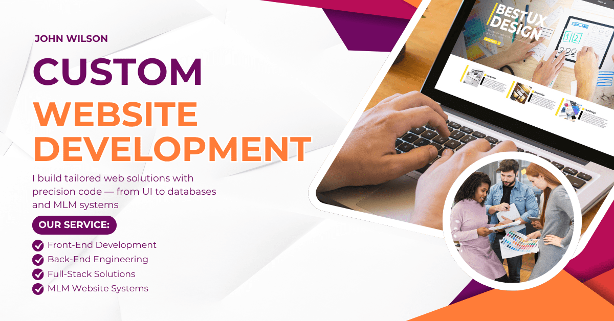 Purple and Orange Modern Website Creation Service Facebook Ad