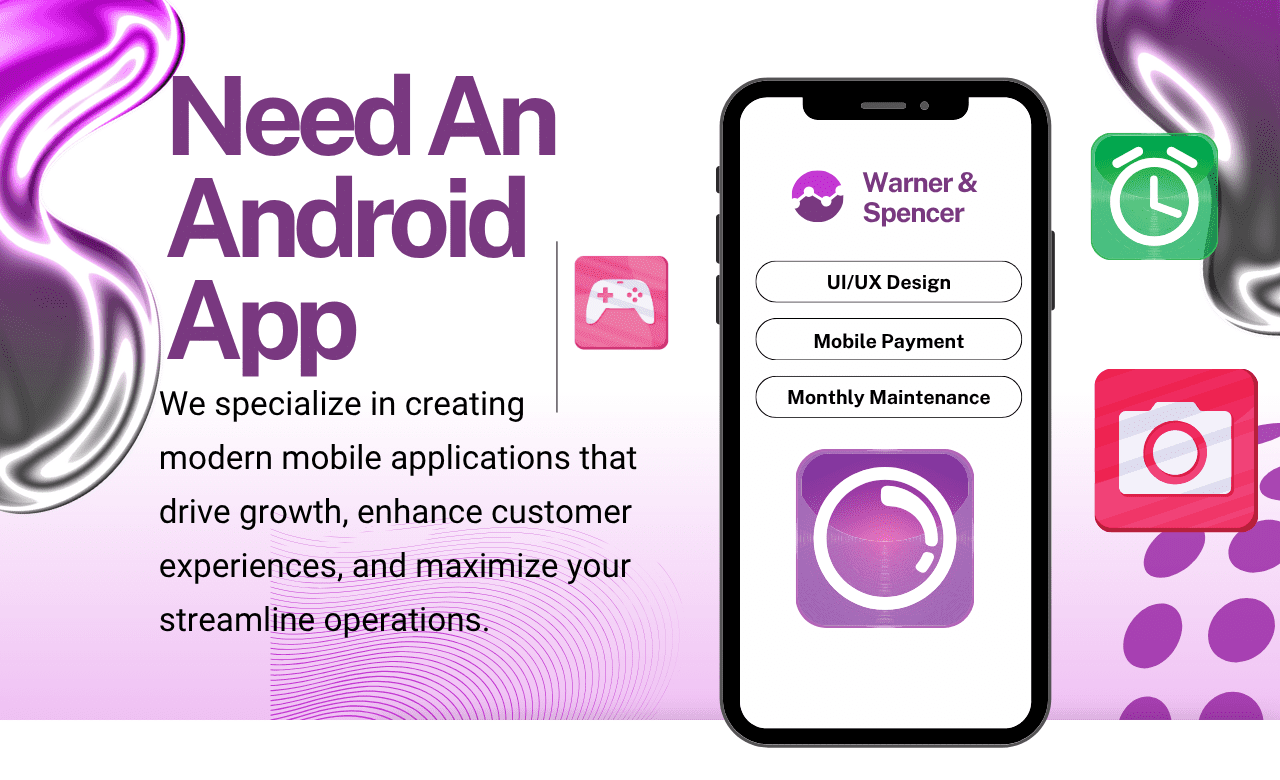 Purple and White Modern Mobile App Development Instagram Post (1280 x 780 px)