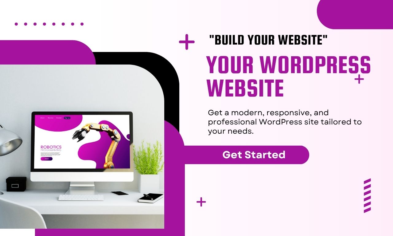 Purple and White Simple Build Your Website Facebook Cover (1280 x 768 px)