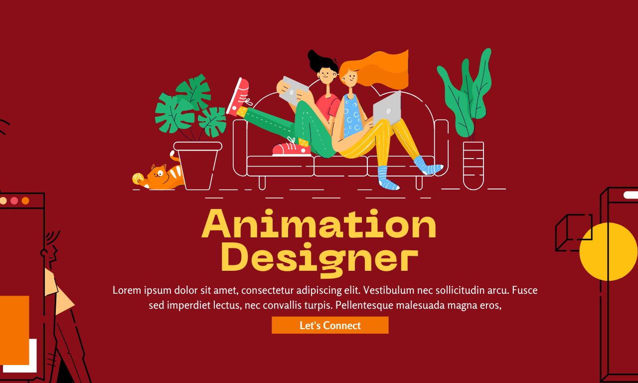 Red Illustrated Animation Designer Blog Banner (1280 x 768 px)