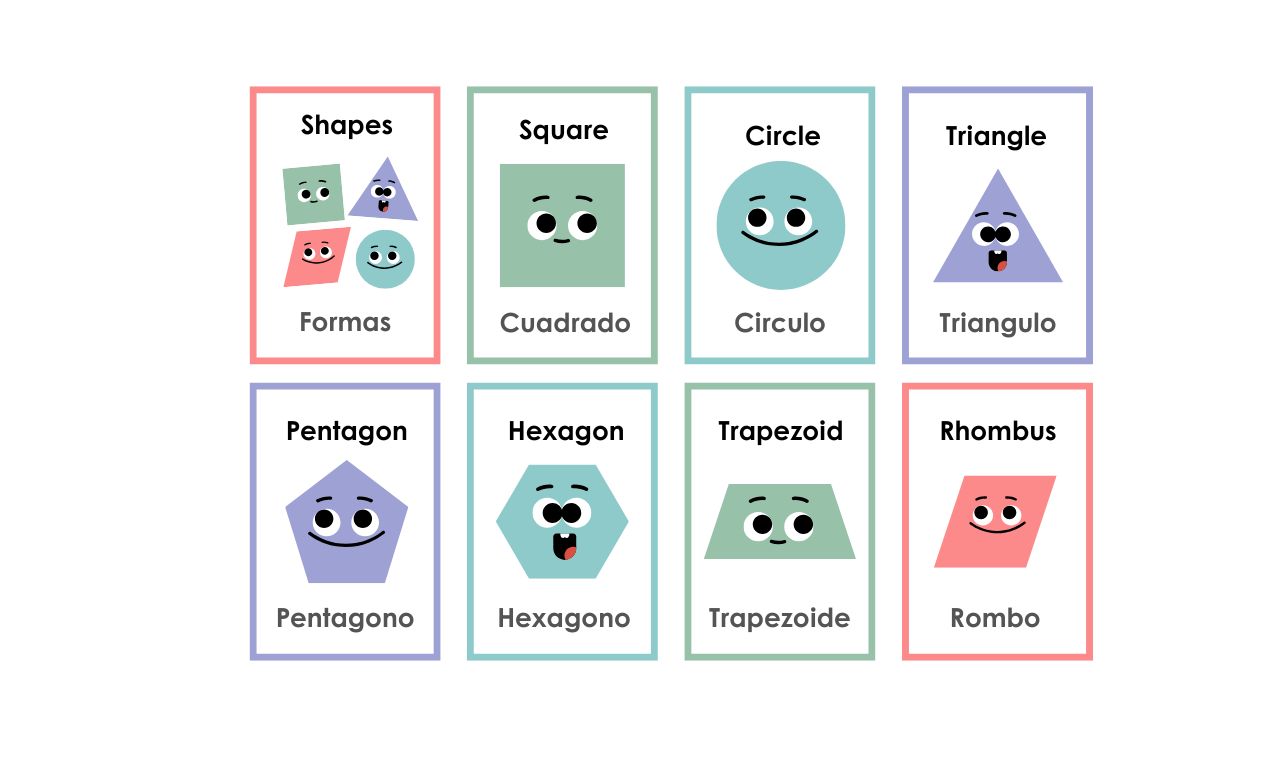 Shapes Flashcards English Spanish (1280 x 768 px)