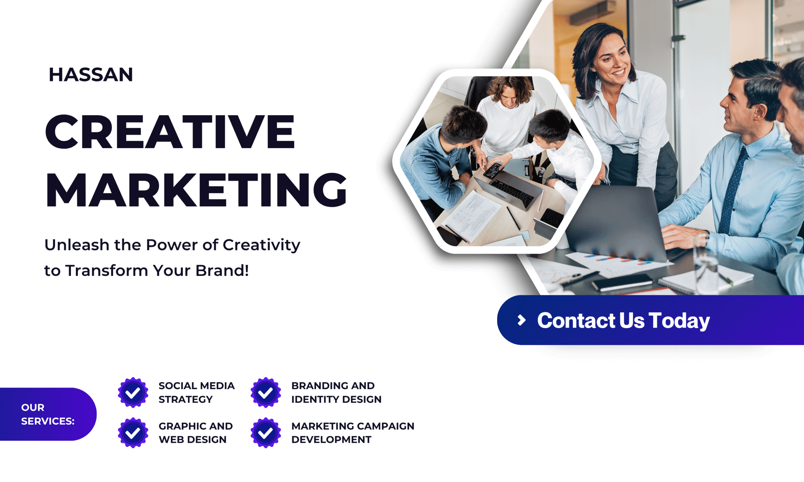 White Blue Modern Creative Marketing Agency Outdoor Banner
