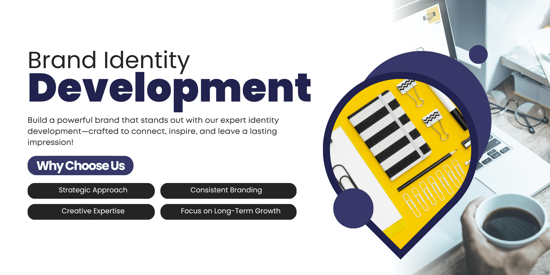 White Grey Modern Brand Identity Development Banner
