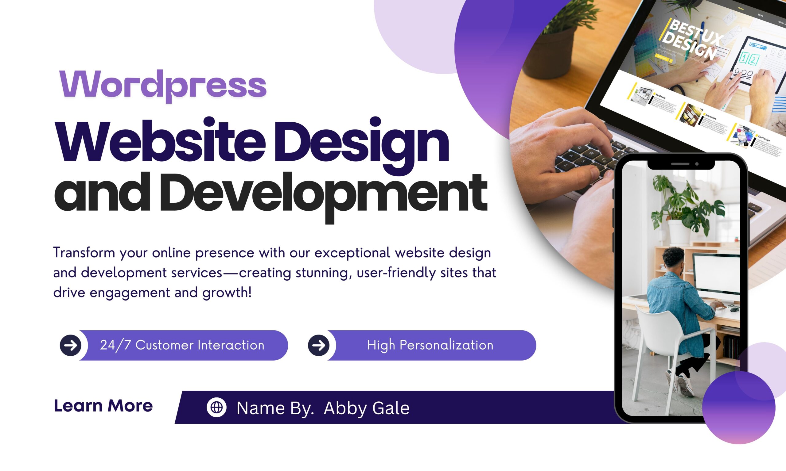 White Purple Modern Website Design And Development Outdoor Banner