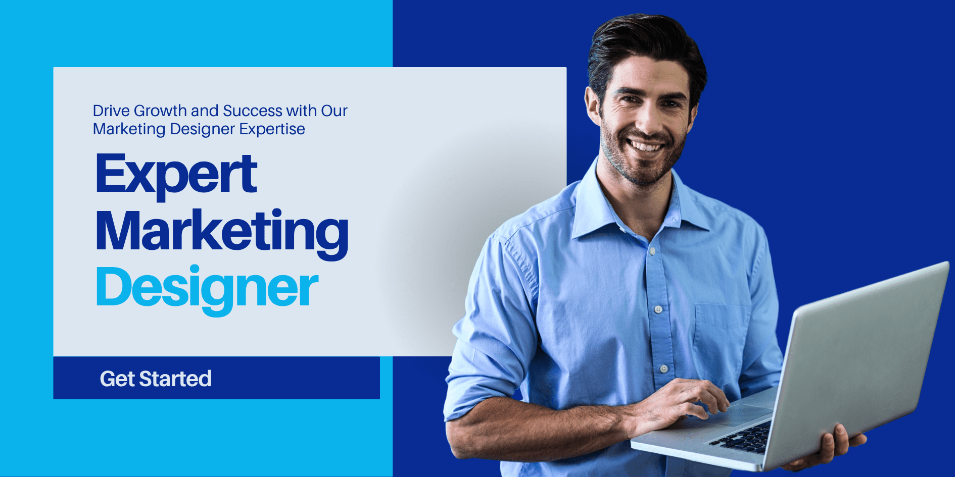 White and Blue Modern Professional Digital Marketing Service Banner