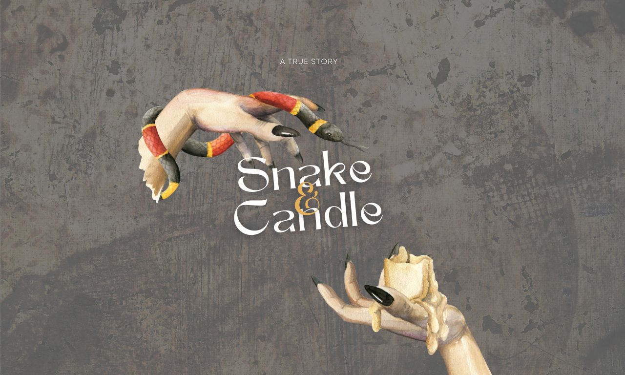 White and Gray Watercolor Snake & Candle Novel Book Cover (1280 x 768 px)