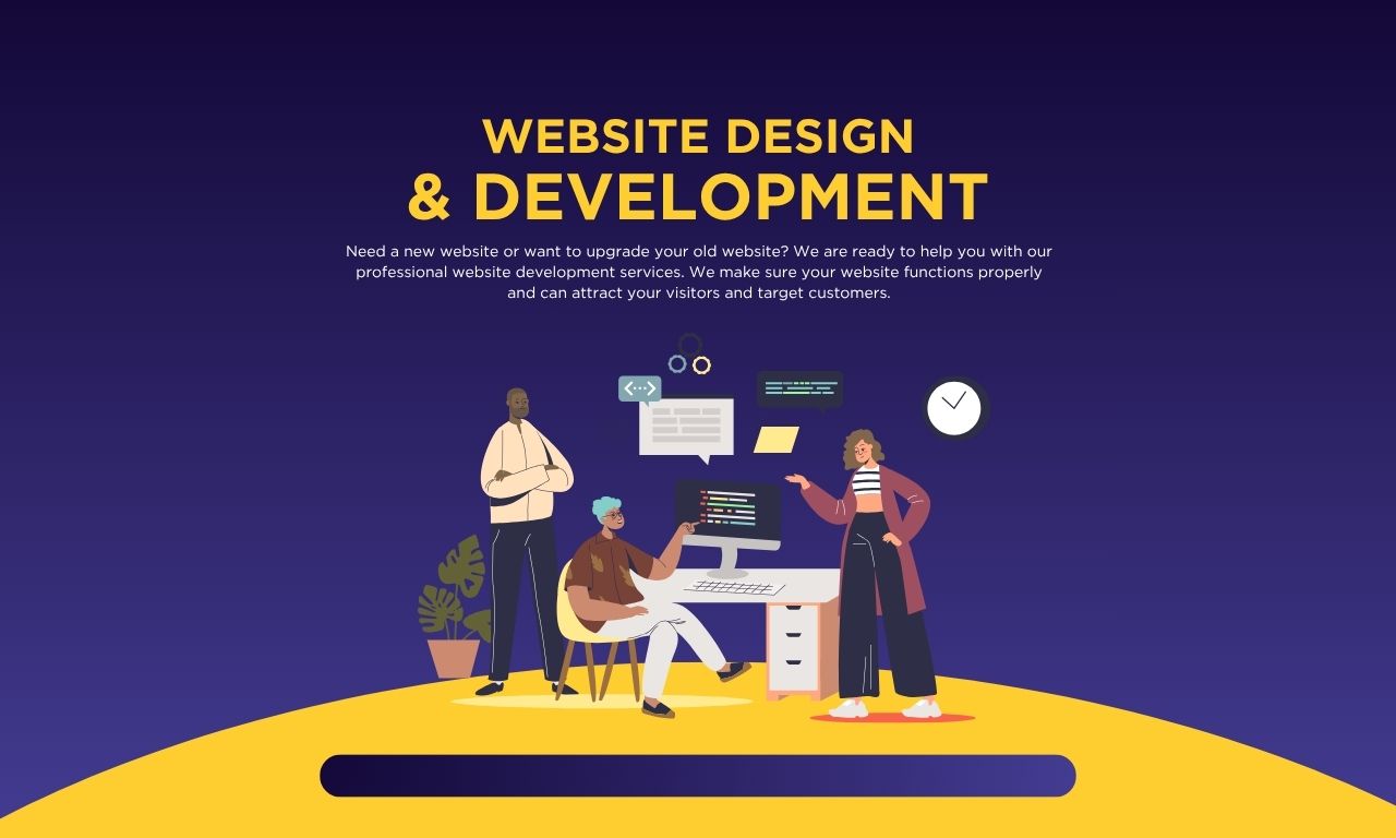 Yellow And Blue Illustrative Website Design & Development Instagram Post (1280 x 768 px)