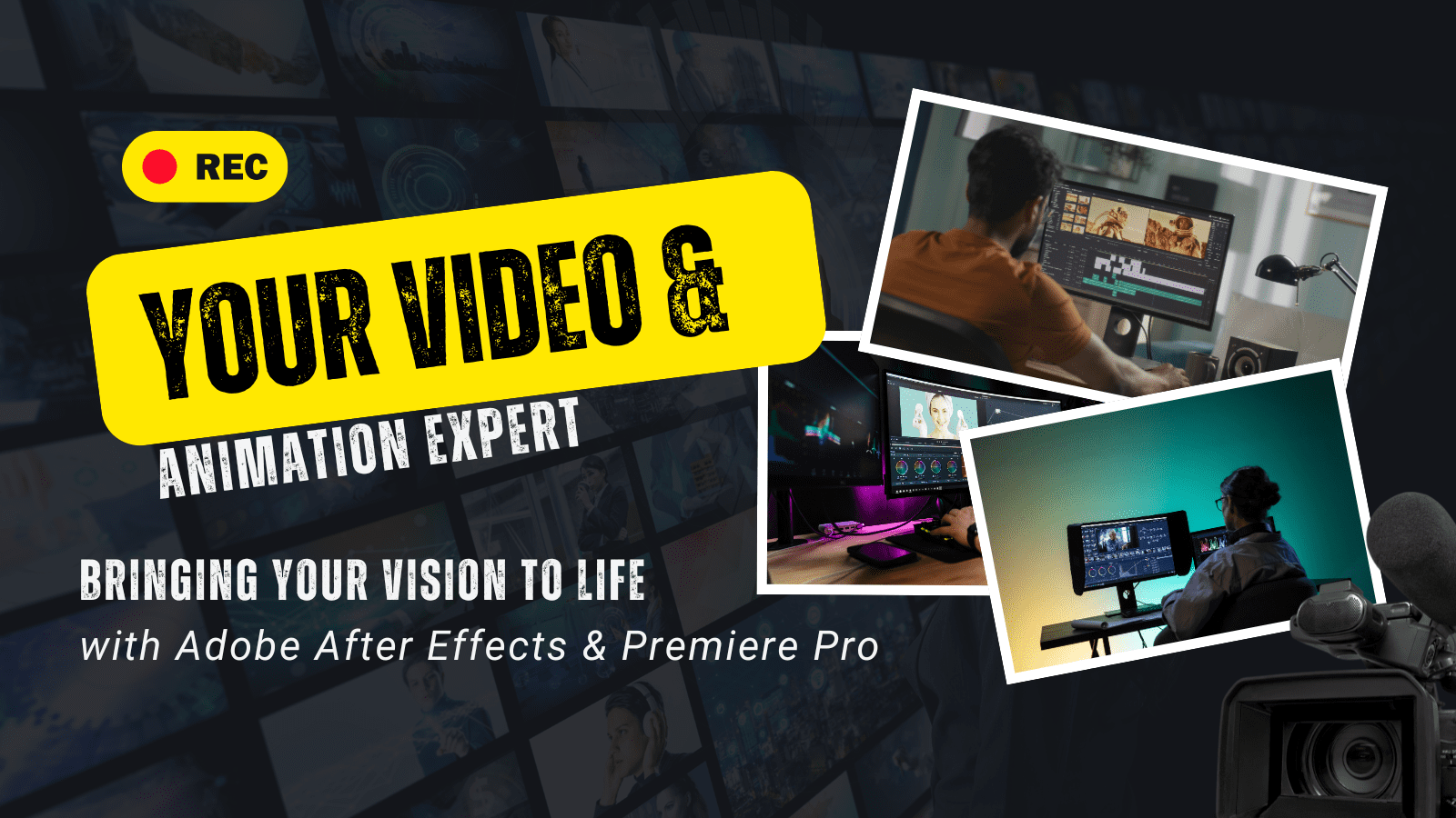 Yellow and Black Collage Video Editing Vlog YouTube Thumbnail