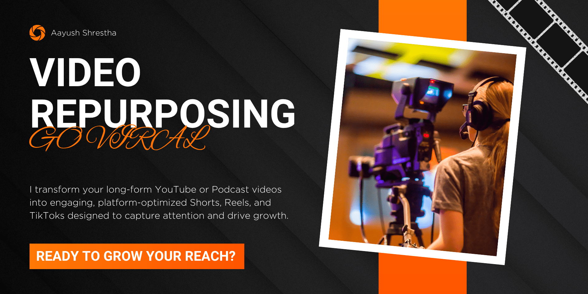 Black And Orange Modern Video Production Agency Banner