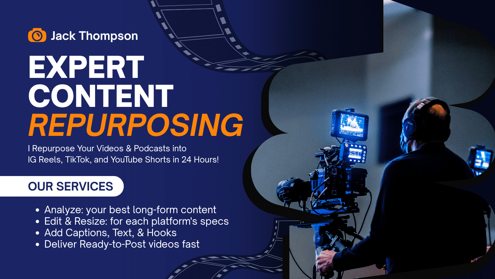 Blue Black Modern Video Production Agency Facebook Cover