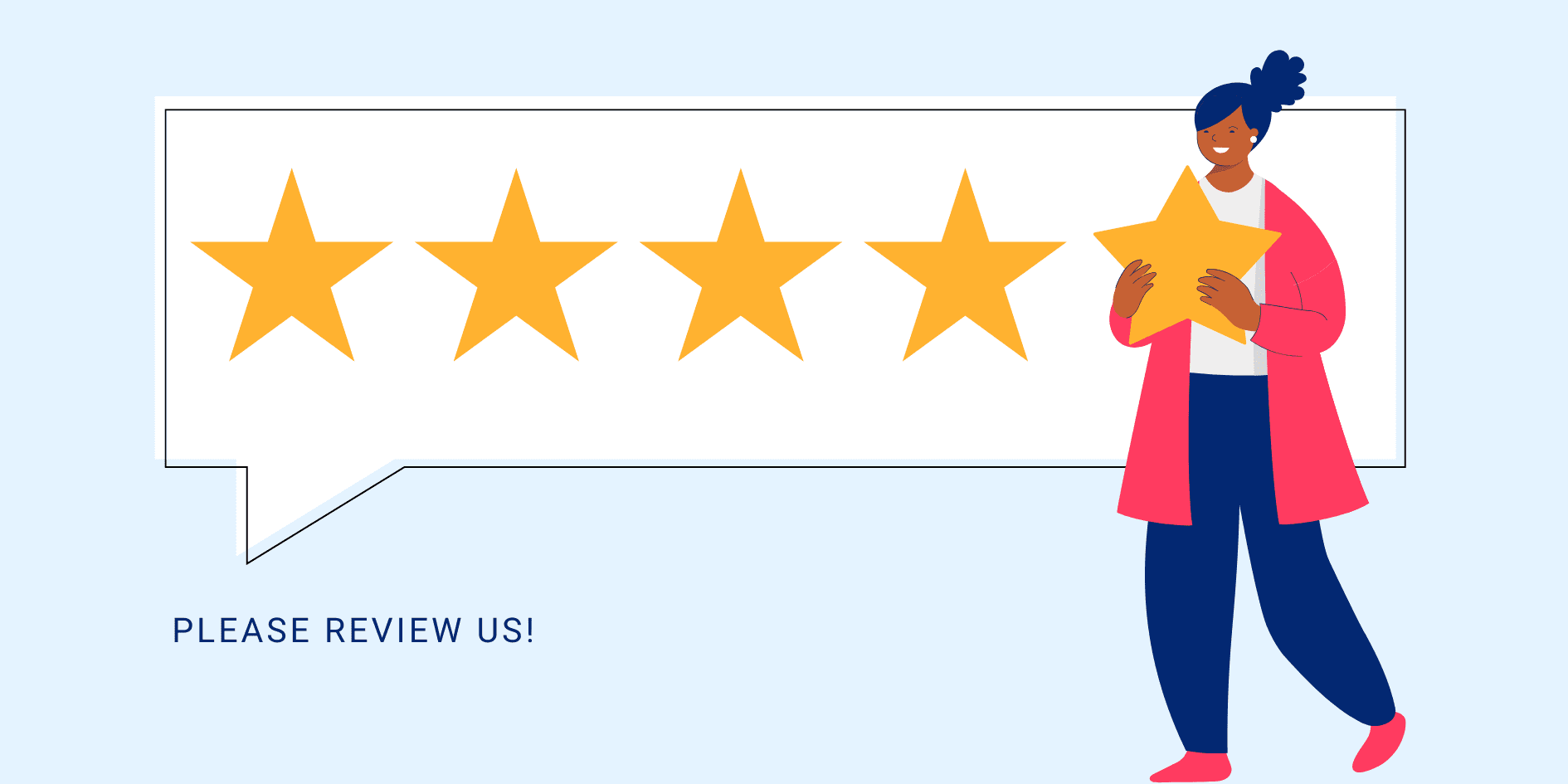 Colorful Flat Please Review Us Banner