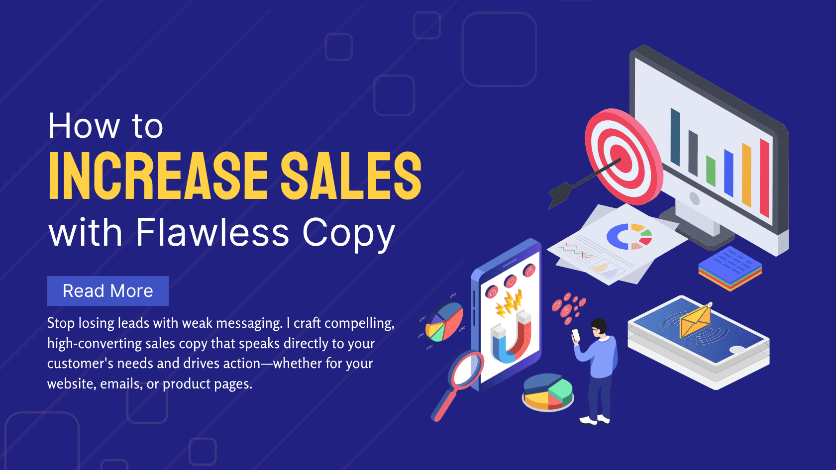 Purplish Blue Modern Isometric How to Increase Sales Blog Banner