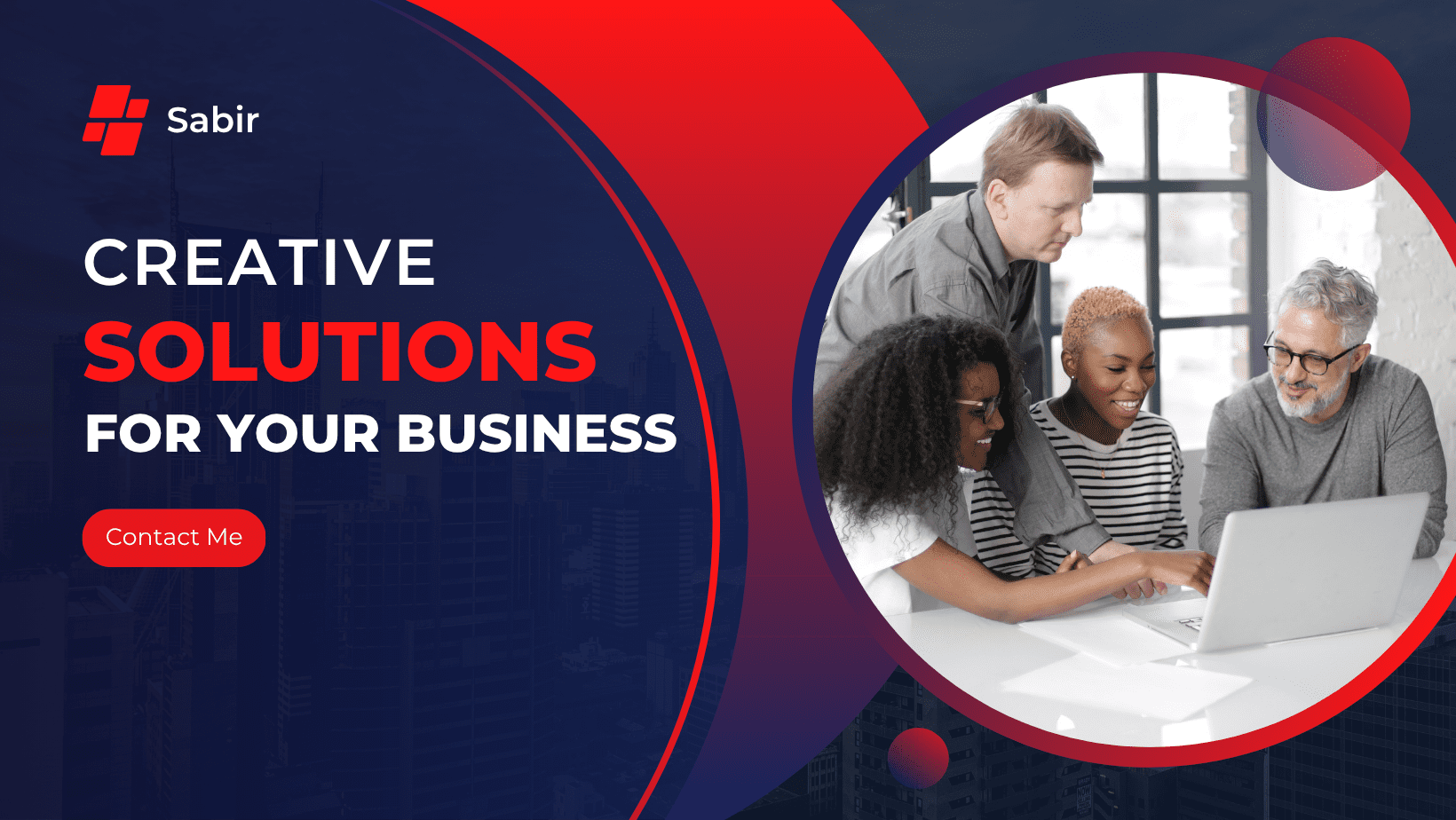 Red and Blue Modern Creative Agency Facebook Cover