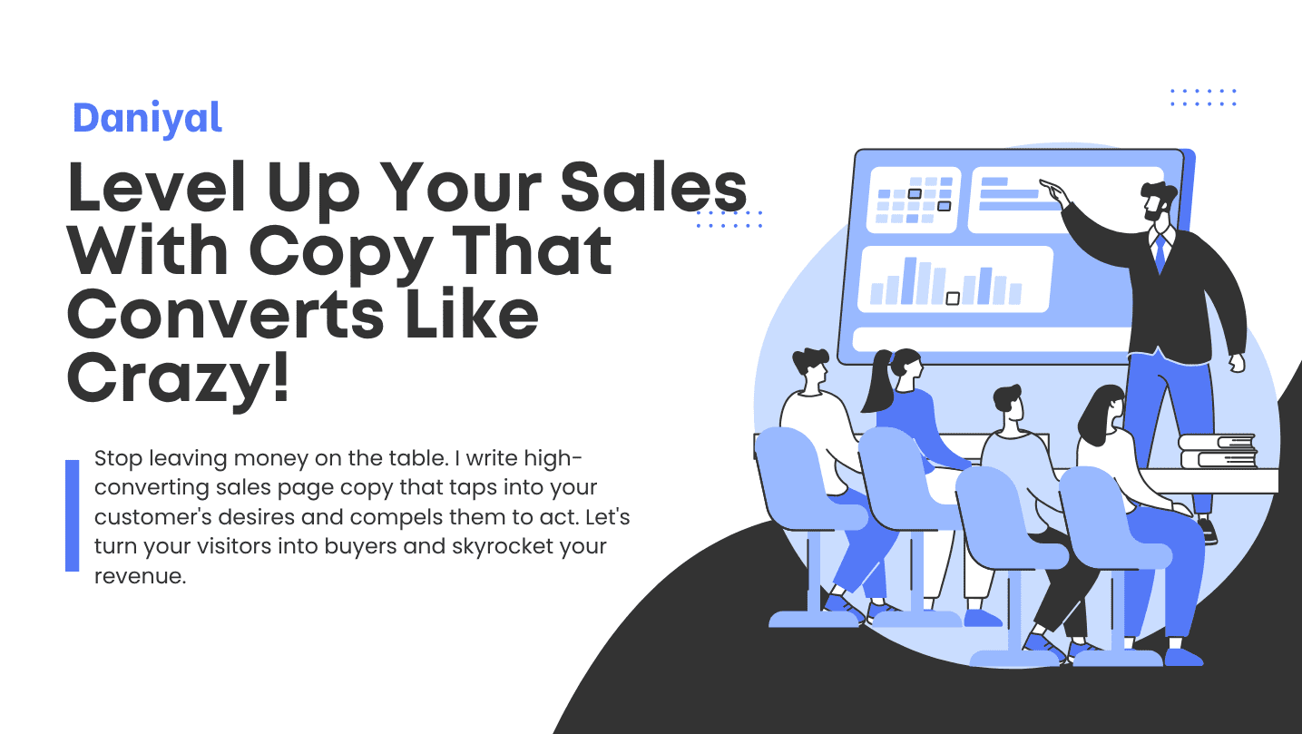 White and Blue Illustrated Sales Services Banner Landscape