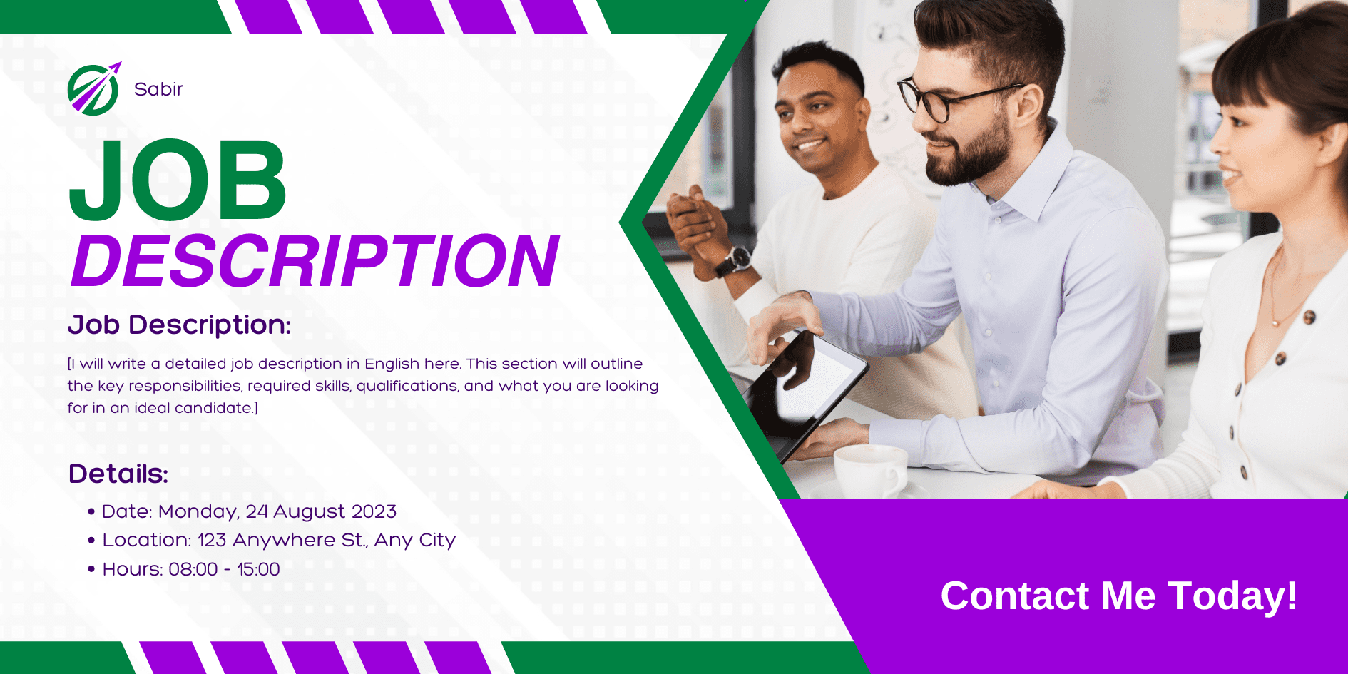 White and Purple Modern Job Vacancy Banner Landscape